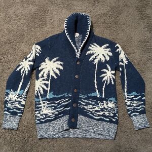Faherty Cardigan Medium Winter Beach Sweater Wool Alpaca Knit Shawl Southwest